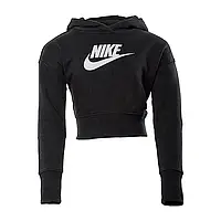 Детская Кофта Nike G NSW CLUB FT CROP HOODIE HBR Черный XS (DC7210-010 XS) z113-2024