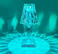 Енергозберігаюча сенсорна настільна лампа з кристалічним візерунком Лампа з пультом та 16 кольорів підсвічування, фото 5
