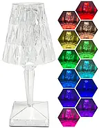 Енергозберігаюча сенсорна настільна лампа з кристалічним візерунком Лампа з пультом та 16 кольорів підсвічування, фото 2