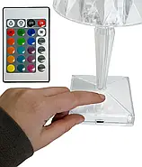 Енергозберігаюча сенсорна настільна лампа з кристалічним візерунком Лампа з пультом та 16 кольорів підсвічування, фото 4