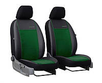 Чехлы на авто для PEUGEOT 208 2012- Hatchback POK-TER эко кожа с алькантарой Exclusive зеленые на передние