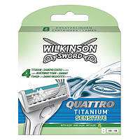 Сменные кассеты для бритья Wilkinson Sword Quattro Titanium Sensitiv - 8 шт (1012) ML, код: 163139