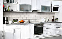 Наклейка на скинали Zatarga на кухню «Белый кафель» 650х2500 мм виниловая 3Д наклейка кухонны NL, код: 6441231