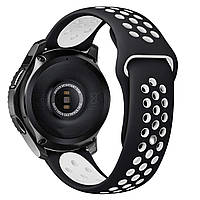 Ремешок BeWatch для Samsung Galaxy Watch 3 41 mm силиконовый 22мм перфорированный Черно-Белый UD, код: 2473693