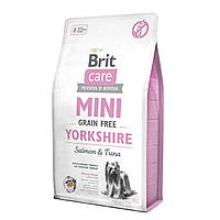 Корм Brit Care Mini Grain Free Yorkshire сухой беззерновой на основе мяса лосося и тунца для EV, код: 8451306