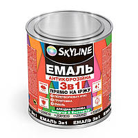 Эмаль алкидная 3 в 1 по ржавчине антикоррозионная Skyline Темно-серый 2500 г OM, код: 8248459