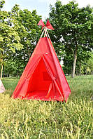 Уличная детская палатка вигвам из водоотталкивающей ткани 110х110х180 см красная SX, код: 8297784