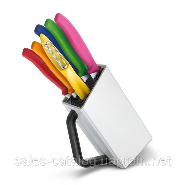 Набір кухонних ножів і підставки Victorinox Swiss Classic Utility Block 7 предметів Різнокольор SC, код: 1709181