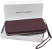 Вместительный кожаный кошелек на молнии 20х10 Marco Coverna 77006-8(18035) коричневый z113-2024