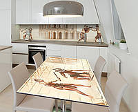 Наклейка 3Д виниловая на стол Zatarga «Гладиаторские бои» 600х1200 мм для домов, квартир, сто FS, код: 6444003