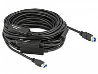 Кабель Delock USB3.0 A-B M M 20.0m Active v3.2Gen1 AWG24+28 D5.5mm Черный (70.08.5382) EM, код: 8345622