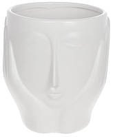 Ваза інтер'єрна Обличчя керамічна діаметр 15х16 см white BonaDi DP219238 EV, код: 8390202