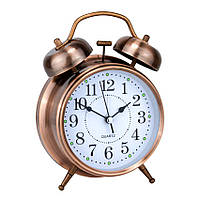 Часы настольные Clock с будильником Моен Классик Тихий ход 16х11,5х5,5 см Медный (16282) SX, код: 6489070