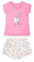 Пижама детская летняя для девочек футболка + шорты GABBI PGD-22-1 Litle cat Розовый на рост 1 US, код: 8454246