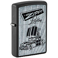 Зажигалка бензиновая Zippo 218 Car Ad Design Черно-серая (48572) ML, код: 8170852