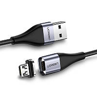Магнитный кабель Micro USB Ugreen для зарядки и передачи данных 1 м Черный (60207+60209) PI, код: 1850392