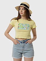 Короткая женская футболка XL желтый Busem ЦБ-00219042 EM, код: 8420793