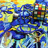 Набір для вишивання декоративної подушки Чарівниця Півники В. ван Гог 40×40 см V-307 SC, код: 7243256, фото 2