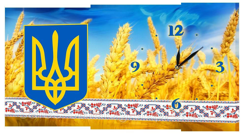 Настінний годинник на полотні Декор Карпати UA-1 Українська символіка (khAn19895) SC, код: 1224797