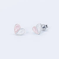 Серьги серебряные INFINI родированые s2er-145 сердечки с розовой эмалью EM, код: 7734830