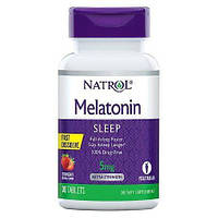 Мелатонин Melatonin Natrol быстрорастворимый вкус клубники 5 мг 30 таблеток CP, код: 7586646