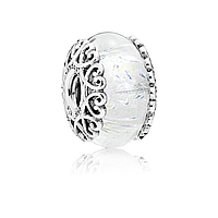 Серебряный шарм Pandora Переливающееся белое стекло 797617 TT, код: 7359410