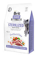 Сухой корм для стерилизованных котов и котов с избыточным весом Brit Care Cat GF Sterilized W OM, код: 7567895