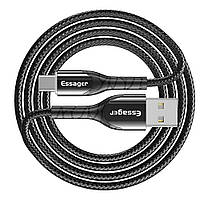 Зарядный кабель Zink чёрный с подсветкой ESSAGER USB Type-C 3A 1метр BB, код: 8382008
