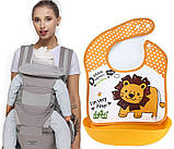 Хіпсит ерго-рюкзак кенгуру-переноска слинявчик-трансформер Baby Carrier 6 в 1 Сірий (n-9901) SP, код: 7661638, фото 2