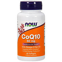 Коэнзим NOW Foods Coenzyme Q10 60 mg With Omega-3 Fish Oil 60 Softgels MP, код: 7518311