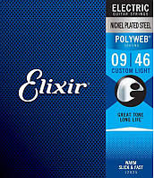 Струны для электрогитары Elixir 12025 Polyweb Nickel Plated Steel Custom Light 9 46 OB, код: 7416972