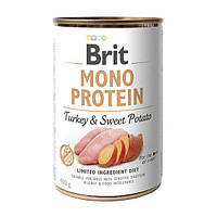 Влажный корм для собак Brit Mono Protein с индейкой и бататом 400 г (8595602529759) PS, код: 7567968