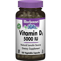 Витамин D Bluebonnet Nutrition Vitamin D3 5000 IU 120 Veg Caps BLB0369 OB, код: 7517551