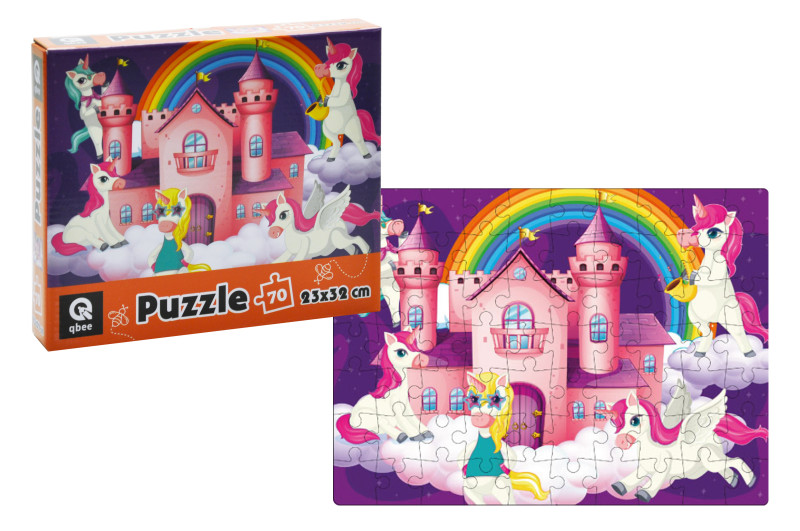 Пазли картонні - 70 елм. в кор. "Замок Єдинорогів" QB400-005 qbee