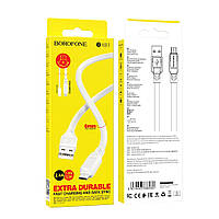 Кабель для зарядки и передачи данных Borofone BX81 Goodway USB на Micro-USB PVC 1 m 2.4A Whit TP, код: 8029150