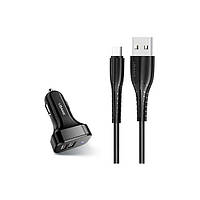 Зарядное устройство от прикуривателя USAMS U35 C13 2USB 2.1A USB Type C 1m Черный BX, код: 8405204