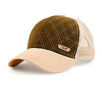 Бейсболка Vilss Premium кожа сбоку лен сетка стеганая Khaki Beige 60-62 UD, код: 8254136