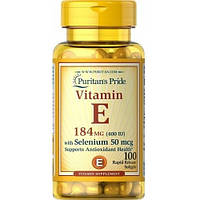 Витамин E Puritan's Pride Vitamin E 400 IU with Selenium 50 mcg 100 Softgels GT, код: 7572637