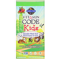 Поливитамины для детей, вкус вишни, Vitamin Code, Garden of Life, 30 жевательных мишек KP, код: 2337739