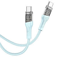 Кабель с поддержкой быстрой зарядки Hoco Type C на Type C 60W 1.2 м Light blue MP, код: 7786884