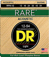 Струны для акустической гитары 6 шт DR RPM-12 Rare Phosphor Bronze Acoustic Guitar Strings Li PP, код: 2656666