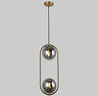 Подвесной светильник с двумя чёрными шарами 15 см Lightled 916-38-2 BRZ+BK EM, код: 8123291