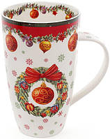 Фарфоровая Чашка Рождественский орнамент 600мл в подарочной упаковке DP64855 BonaDi PR, код: 8382573