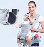 Хіпсит, Ерго-рюкзак, кенгуру-переноска Baby Carrier 6 в 1 Блакитний (n-891) SP, код: 2676273, фото 3