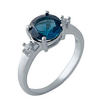 Серебряное кольцо SilverBreeze с натуральным топазом Лондон Блю 1.6ct (2024644) 17.5 размер UM, код: 6597277