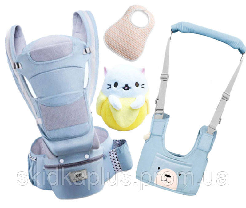 Хіпсит ерго-рюкзак кенгуру-переноска Baby Carrier 6 в 1 слинявчик і іграшка Пушин кіт Банан (SP, код: 7759455