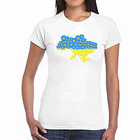 Футболка с патриотическим принтом Арбуз Карта Украины из синих и желтых подсолнухов Push IT S US, код: 8121427
