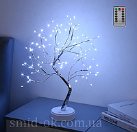 Ночник Бонсай пульт белая холодная LED-подсветка Дерево серебристое 8 режимов USB диммер Светильник