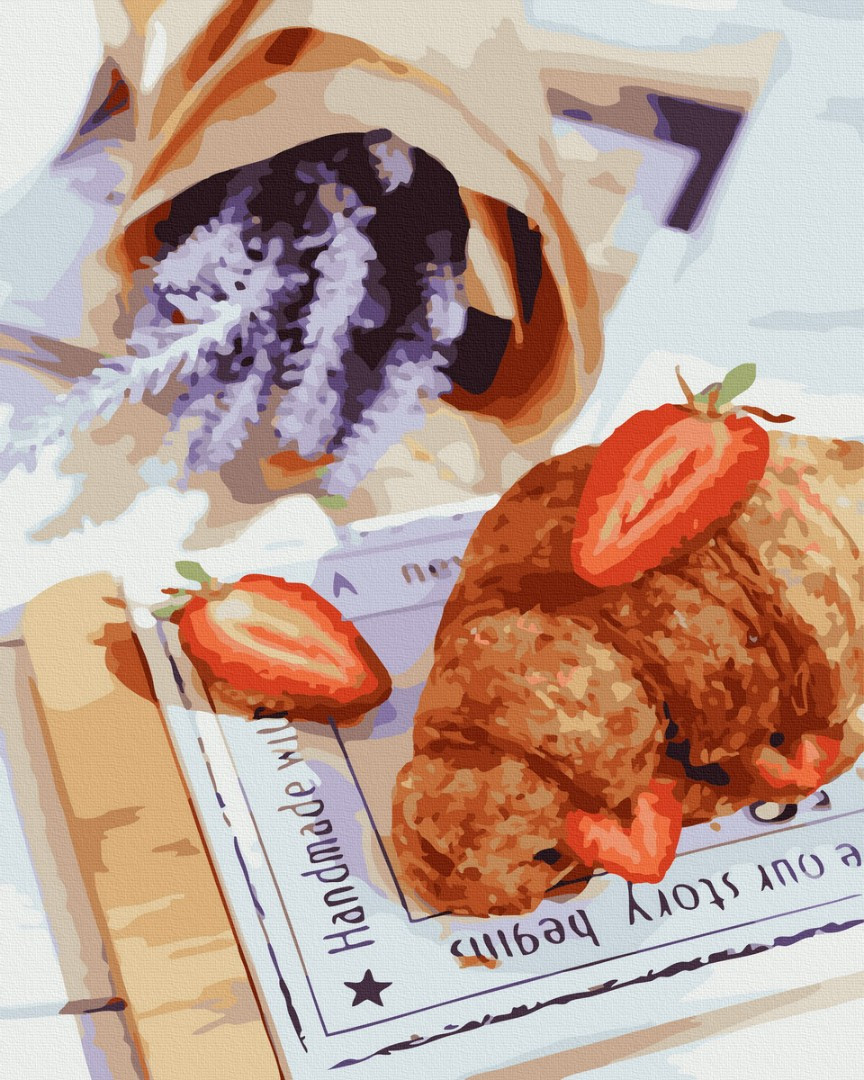 Картини натюрморт за номерами 40х50 Картина по цифрах на полотні Фруктовий круасан Картини розпис за номерами Brushme GX41152