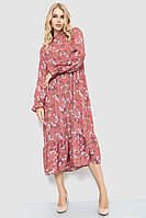 Платье свободного кроя с цветочным принтом сливовый 204R201 Ager S-M PR, код: 8227835